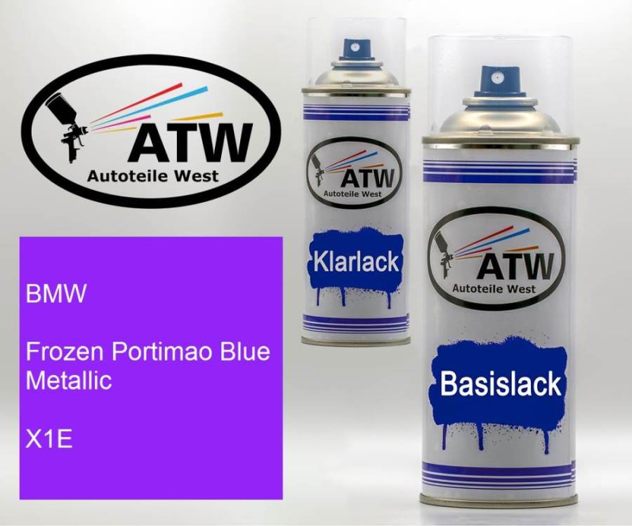 BMW, Frozen Portimao Blue Metallic, X1E: 400ml Sprühdose + 400ml Klarlack - Set, von ATW Autoteile West.